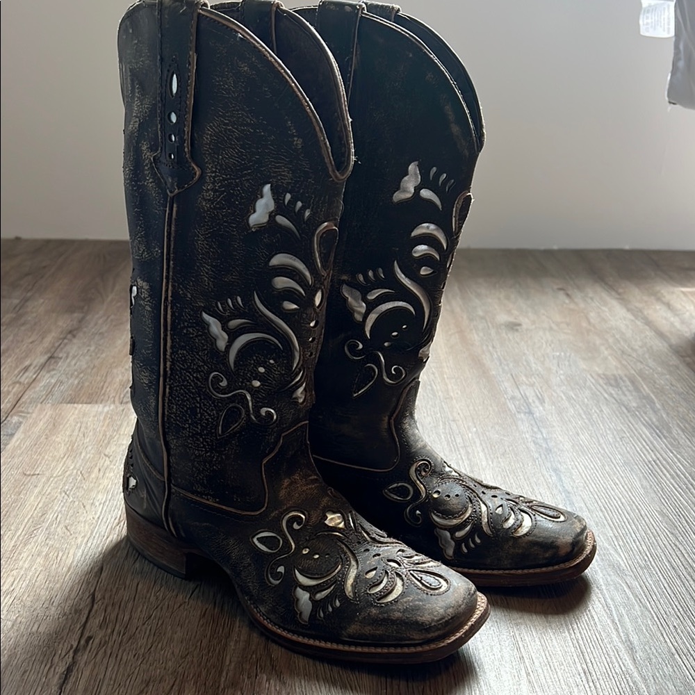 Roper Brown and Silver Western Boots